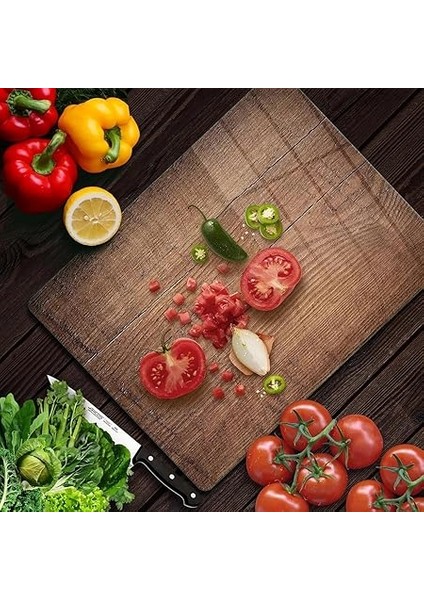 Eski Ahşap Desenli Cam Kesme Tahtası fiyatları