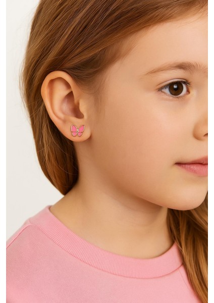 Pembe Kelebek Çocuk Çelik Cici Küpe fiyatları