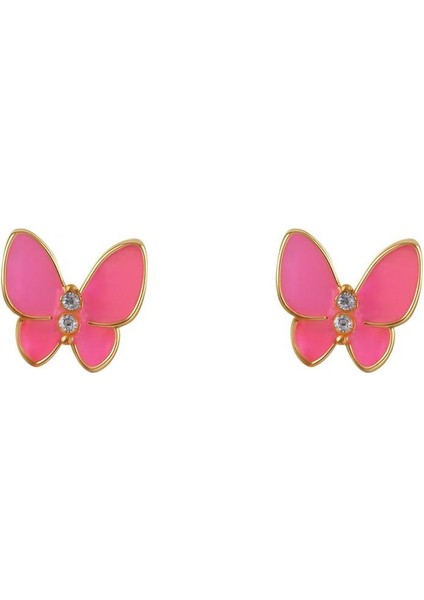 Pembe Kelebek Çocuk Çelik Cici Küpe indirimleri