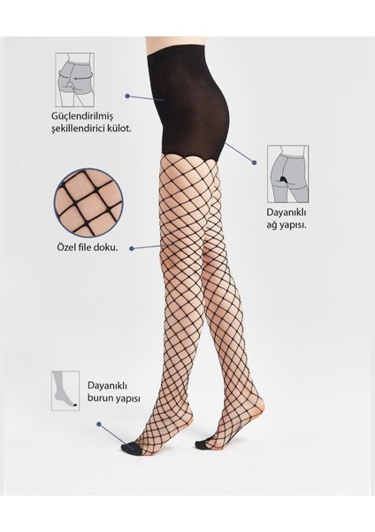 Nbb 70 Den Orta File Ağlı Box Body Burunlu Külotlu ÇORAP-9362 fiyatları