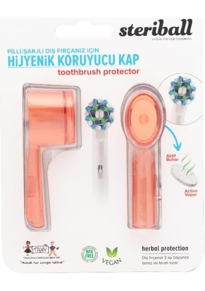 Sterıball Şarjlı Pilli Diş Fırçaları Için Hijyenik Diş Fırçası Koruma Kabı-2'li Turuncu x 2