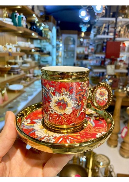 Oskar Kırmızı Tek Kişilik Türk Kahvesi Fincanı