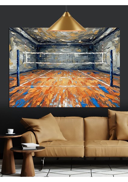 Terk Edilmiş Voleybol Sahası Dekoratif Kanvas - Mdf Ahşap Tablo fiyatları