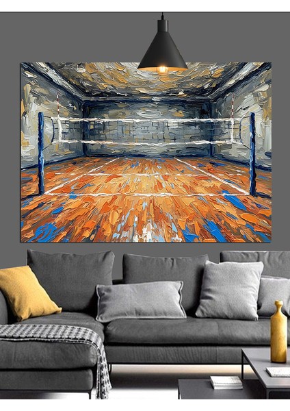 Terk Edilmiş Voleybol Sahası Dekoratif Kanvas - Mdf Ahşap Tablo modelleri