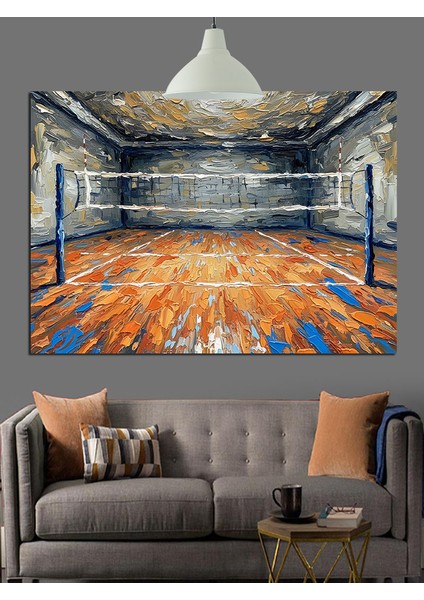 Terk Edilmiş Voleybol Sahası Dekoratif Kanvas - Mdf Ahşap Tablo fırsatları