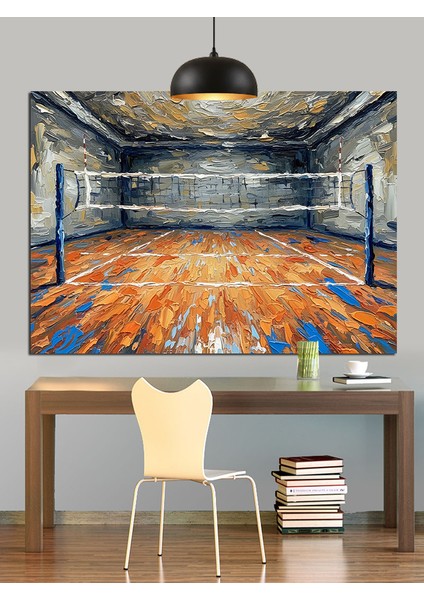 Terk Edilmiş Voleybol Sahası Dekoratif Kanvas - Mdf Ahşap Tablo indirimleri