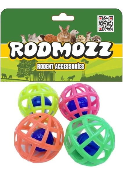 Kemirgenler Için Plastik Zilli Oyun Topu 4 Adet
