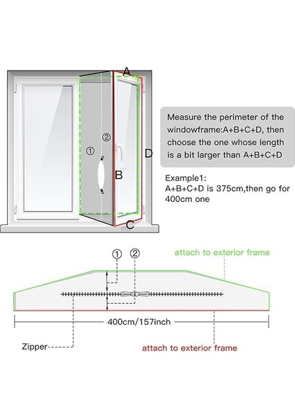 Klima ve Çamaşır Kurutma Makinesi Için 400 cm Pencere Klima Kalafat Kiti, Tüm Mobil Klima Üniteleri Egzoz Için Fermuarlı Pencere Contası, Kolay Kurulum fırsatları