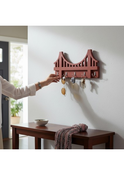 Ahşap Anahtar Askısı, Askılık, Ahşap Raflı Kapı Süsü, Vestiyer Alanı Dekoratif Ahşap Düzenleyici. fiyatları