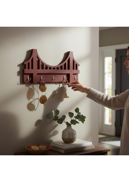 Ahşap Anahtar Askısı, Askılık, Ahşap Raflı Kapı Süsü, Vestiyer Alanı Dekoratif Ahşap Düzenleyici. indirimleri