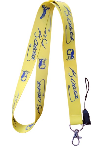 Sarı Lacivert Atatürk Imzalı Boyun Askı Ipi ve Telefon Askısı + Kartlık