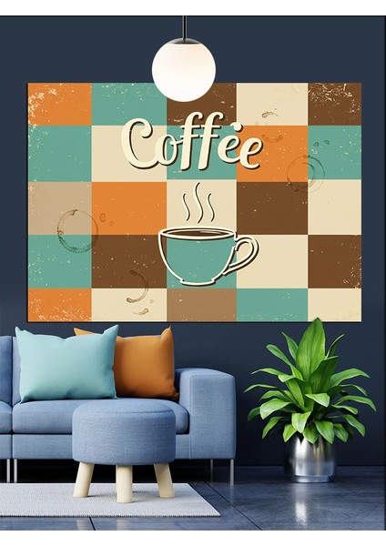 Kahve Desenleri Kare Sanat Dekoratif Kanvas - Mdf Ahşap Tablo