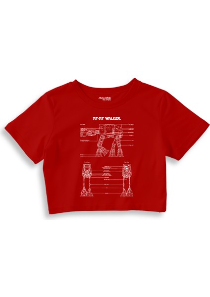 At-At Walker Crop Tişört - Kırmızı