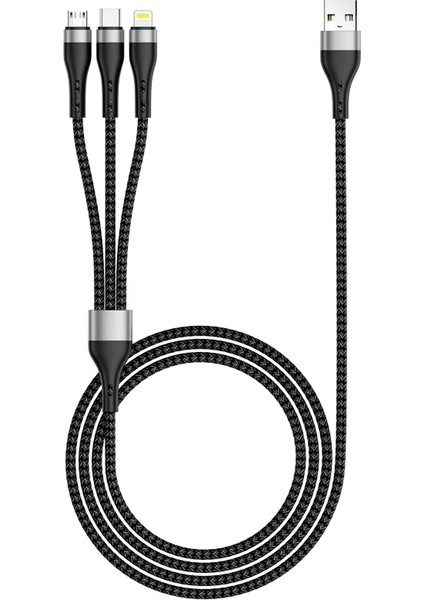 Zr-43 3in1 Usb-A To Lightning – Type-C – Micro Şarj ve Data Kablosu 20W 1.5m