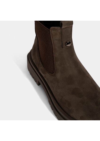 Kadın Kahve Nubuk Deri Chelsea Bot
