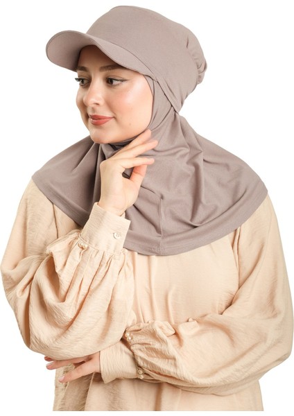Vizon Pratik Hazır Geçmeli Şapkalı Tesettür Eşarp Viskon Düz 2513_10 fiyatları