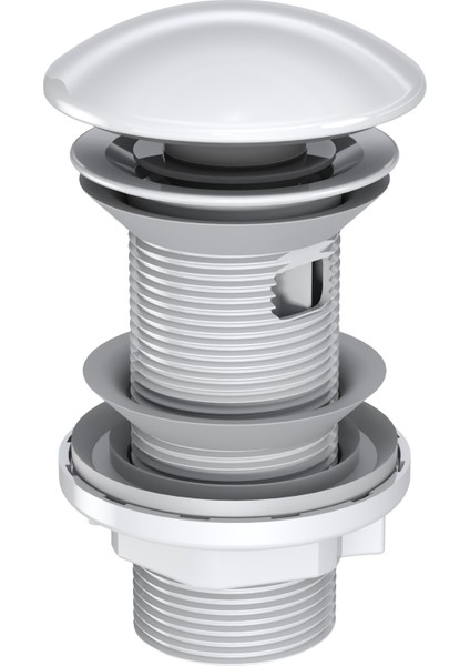 Elıxır Pop-Up Lavabo Gideri Seti | Parlak Beyaz Seramik Başlıklı | Standart Ölçü | Taşma Deliği Seçenekli