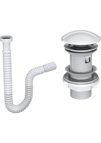 Elıxır Pop-Up Lavabo Gideri Seti | Parlak Beyaz Seramik Başlıklı | Standart Ölçü | Taşma Deliği Seçenekli fiyatları