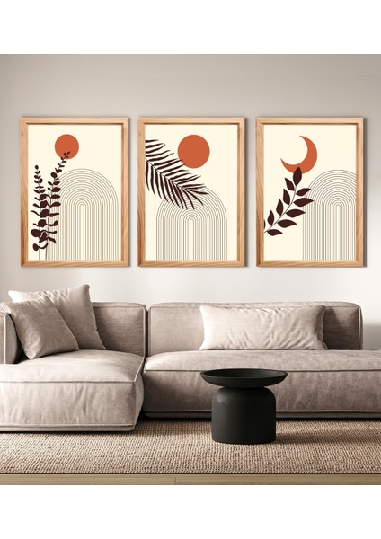 Bohem Gün Batımı Çerçeve Görünümlü 3'lü Set Mdf Tablo modelleri
