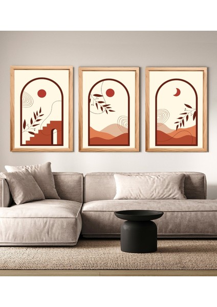 Gece ve Gündüzün Döngüsü Soyut Dekoratif 3'lü Set Mdf Tablo fiyatları