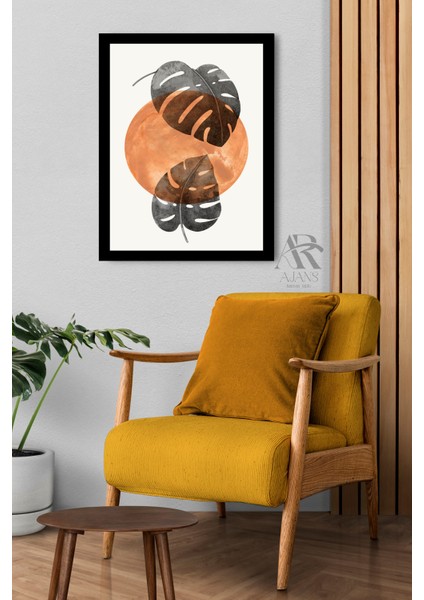 Monstera ve Güneş Organik Formlarda Soyut Mdf Tablo fırsatları