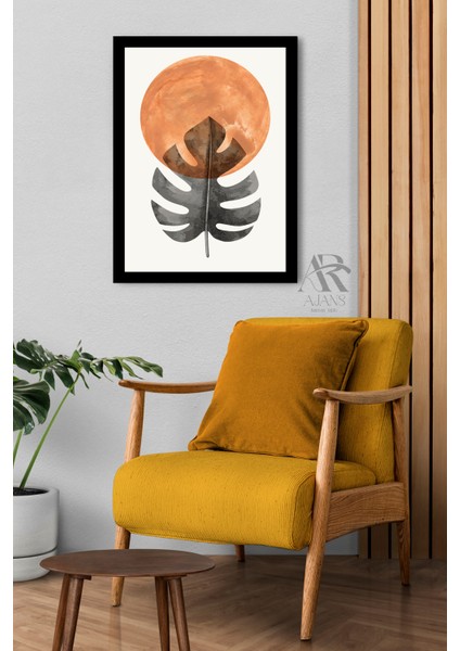 Monstera ve Güneş Organik Formlarda Soyut Mdf Tablo indirimleri