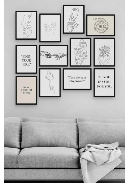 Çizim 12 Parça Ahşap Mdf Tablo