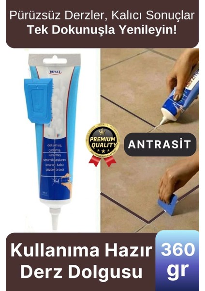 Profesyonel Kolay Kullanıma Hazır Zemin Duvar Onarma Gaga Uçlu Tüp Fayans Arası Derz Dolgu Antrasit