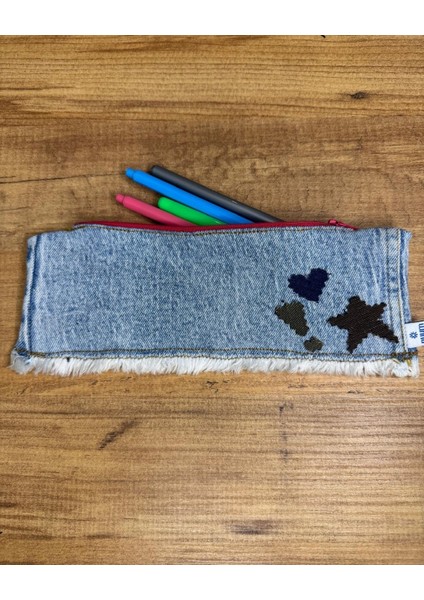 Püskül Detaylı Denim Kalem Kutusu & Makyaj Çantası modelleri