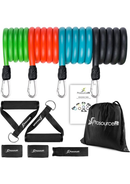 Prosourcefit Tüp Direnç Bantları Seti 2-20 Lb Ekli Kollar, Kapı Çapa ve Egzersiz Kılavuzu Tam Vücut Egzersizleri ve Ev Egzersizleri fiyatları