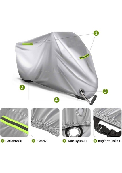 Sym Jet x 125 Reflektörlü Gri Branda,motosiklet Brandası,motor Branda Motor Örtüsü (Güvenlik Kilidi ve Bağlantı Tokalı) modelleri