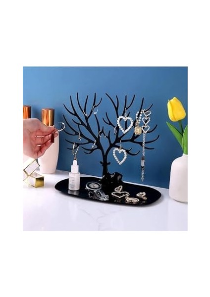 Geyik Tasarımlı Takı Yüzük Küpe Kolye Askılığı Mücevher Organizer Siyah modelleri