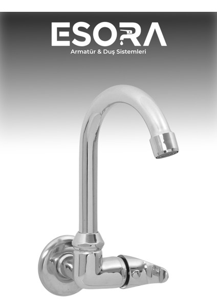 Mix Tekli Duvardan Baston Borulu Mutfak Eviye Musluğu Çeşmesi Bataryası