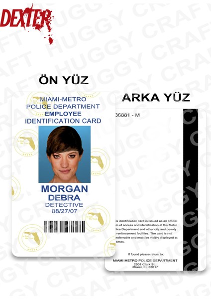 Debra Morgan Kimlik Kartı | Kaliteli Baskı Pvc Kart + Boyun Askılığı + Şeffaf Su Geçirmez Kartlık fiyatları