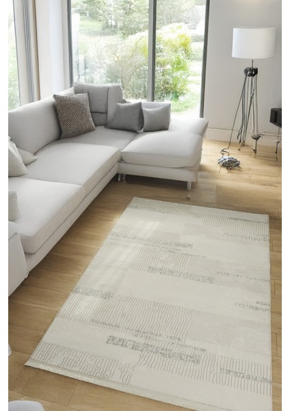 Beyaz Gri Polyester Halı Saçaklı Antibakteriyel Tozumaz Salon Oturma Çocuk Odası Yolluk modelleri