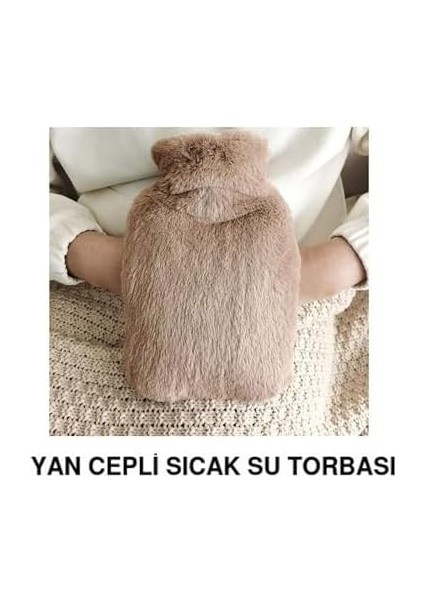 Sıcak Su Torbası Yan Cepli Bej Peluş Termofor 27X17X2CM 1 Litre fiyatları
