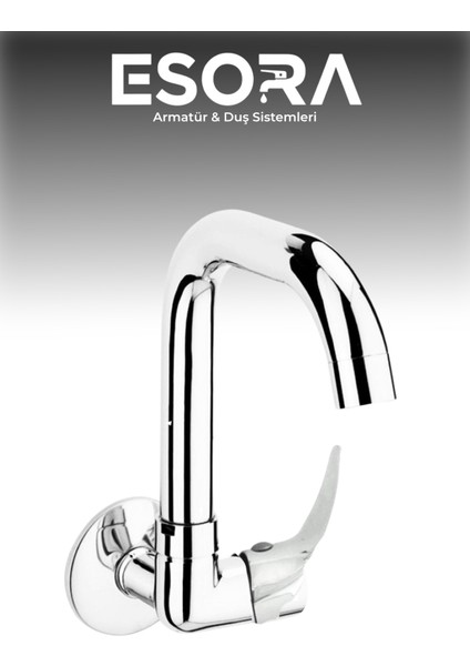 Mix Tekli Duvardan Köşe Borulu Lavabo Bataryası Musluğu Çeşmesi