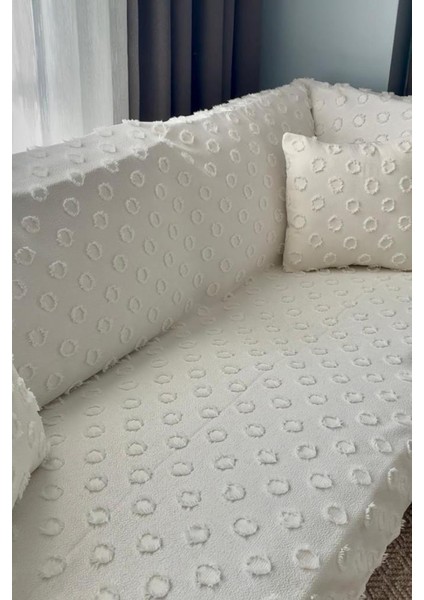 Konik Kırlent Kılıfı Hediyeli 170X210 cm Pamuklu Koltuk Örtüsü Krem fiyatları