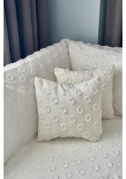 Konik Kırlent Kılıfı Hediyeli 170X210 cm Pamuklu Koltuk Örtüsü Krem modelleri