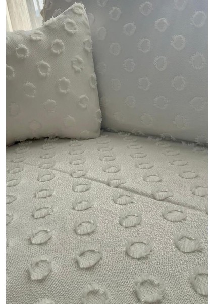 Konik Kırlent Kılıfı Hediyeli 170X210 cm Pamuklu Koltuk Örtüsü Krem indirimleri