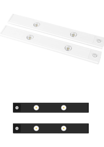 Sensörlü Slim LED Kabin Armatürü Dekoratif Dim Edilebilir USB Şarjlı Aydınlatma (Siyah, 20 Cm)