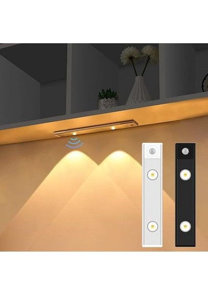 Sensörlü Slim LED Kabin Armatürü Dekoratif Dim Edilebilir USB Şarjlı Aydınlatma (Siyah, 20 Cm) modelleri