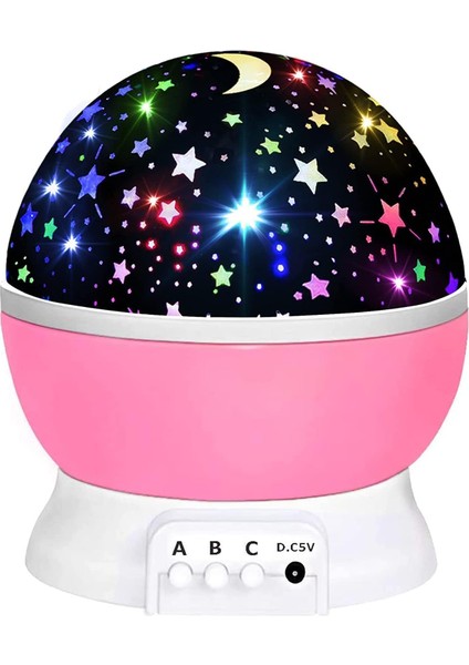 Star Masa Lambası, Gökyüzü Projeksiyon Gece Lambası, Yıldızlı Gece Lambası, Dekoratif ve Şık Tasarım (Pembe)