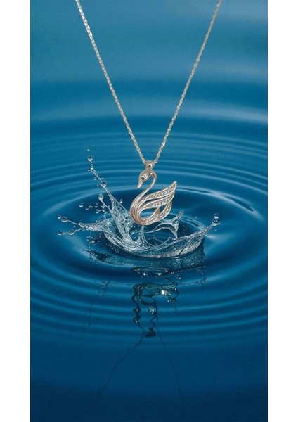 Kuğu Model 925 Ayar Gümüş Zarif Taşlı Kolye | Işıltılı ve Şık Tasarım