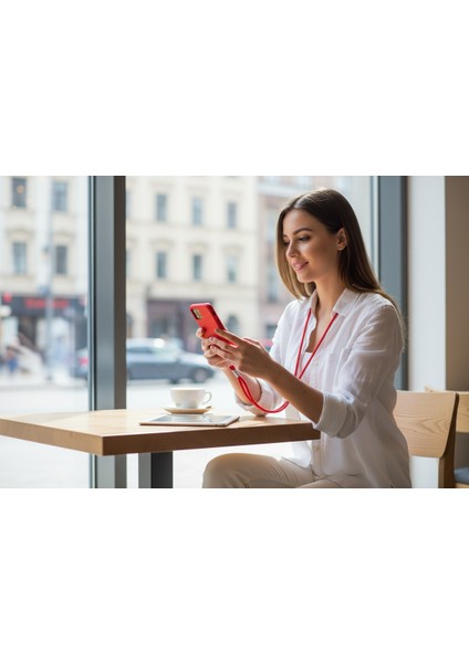 Kırmızı Paracord Telefon Askısı Crossbody (Ayarlanabilir) Tüm Kılıflara Uyumlu