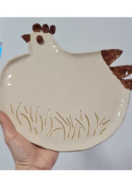 Tavuk Sunum Tabak El Yapımı Seramik