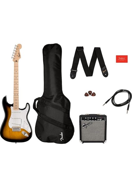 Squier Sonic Stratocaster Pack 2 Tone Sunburst Elektro Gitar Seti