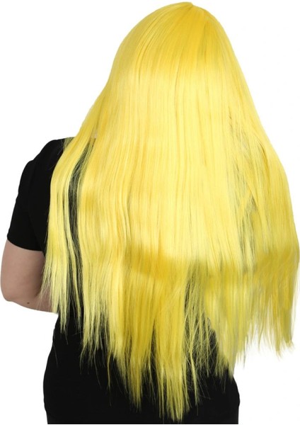 Uzun Kahküllü Fiber Sentetik Peruk - Sarı modelleri