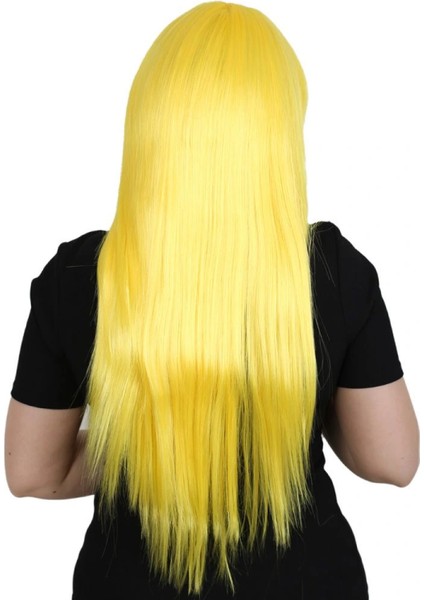 Uzun Kahküllü Fiber Sentetik Peruk - Sarı fırsatları