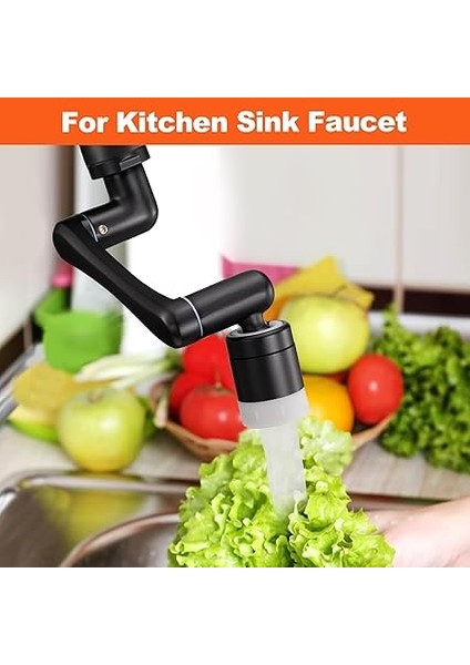 Siyah Musluk Başlığı, 1440 Döner Musluk Uzatması, Banyo Mutfak Çok Fonksiyonlu Musluk, Döndürülebilir Perlatörler, Evrensel Püskürtme Filtresi Musluğu, Çift Fonksiyonlu Püskürtme Regülatörü fiyatları